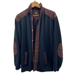 Vintage 90s Kinloch Anderson Knit Cardigan Sweater Faux Suede- Size Medium